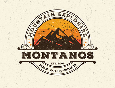 Montanos. A vintage badge logo concept for mountaineers adventure adventurelogo branddesigner climbinglogo graphicdesigner hiking hikinglogo logodesigner logoideas logoinspiration logomaker mountain mountaineer mountainlogo outdoor outdoorslogo