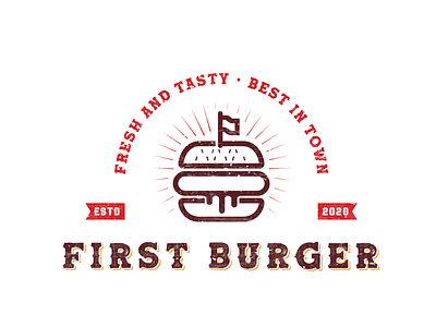 First Burger, a cartoon style burger vintage retro logo branddesigner brandingagency brandingdesigner bugerlogo burger burgerlovers fastfood fastfoodlogo food foodlogo foodlovers graphicdesigner logodesigner logoideas logomaker