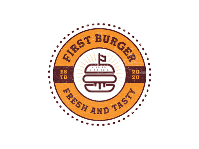 A cartoon style burger vintage retro logo proposal