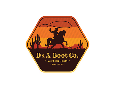 D&A Boot Co. a western wear brand adventure adventure logo badge design badge logo branding cap patch graphic designer logo designer logo ideas logo maker outdoors patch patch work patches western western brand western logo western patch western wear