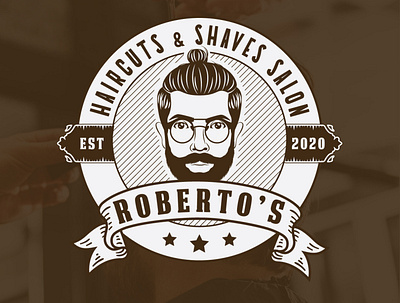 Roberto's barbershop logo design brand identity branding design graphic design logo print typography vector