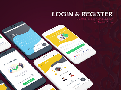 Login & Register Form app illustrator login mobile mobile app mockup register ui uiux ux