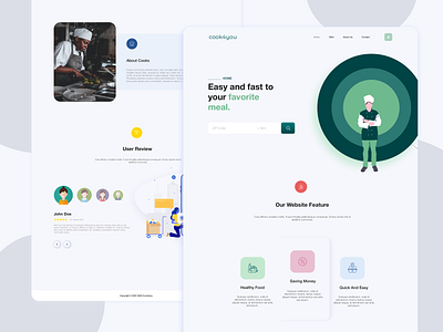 COOK4YOU app application chef clean color design food illustration kitchen landing minimal restaurant sketch ui ui design ux vector web web design website