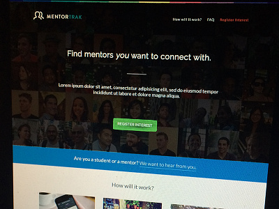 Landing page for MentorTrak landing mentor web
