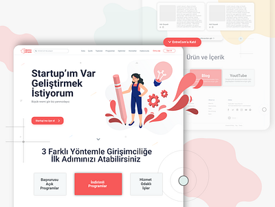 Entrepreneurship Landing Page design flat flatdesign illustraion ui uidesign ux vector webdesign website website design xd design