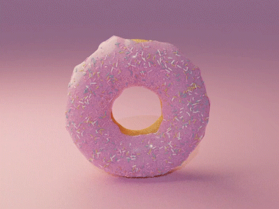 Rolling Animation of 3D Donut 3d 3danimation 3dmodel 3dmodelling animation blender design designer dessert food minimal motion design pink render simple