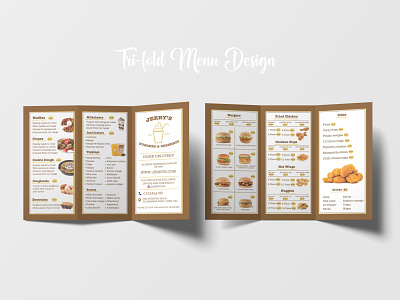 Trifold Menu Design for Jerry's Restaurant in UK