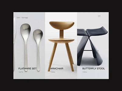 Sōri Yanagi website concept animation design furniture website minimalism single page website ui