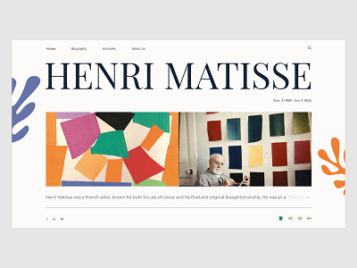 Henri Matisse page design art artist matisse ui design webdesig