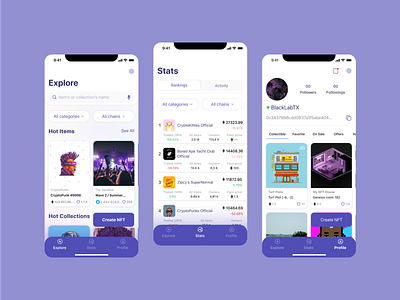 The NFT marketplace app for the iPhone app design ios ui ux