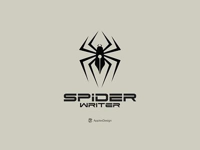 Spider Writer II amazing animal branding bug design illustration insect logo logos nib pen spider vector word writer
