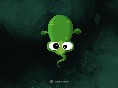 Little Green Monster Worm animal branding computer cute design game green illustration logo logos mascotte monster nature security software vector worm