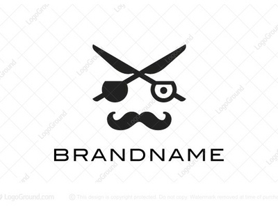 Pirate Saloon Barber shop barber eye logo mustaches pirate saloon scissor shop