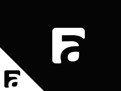 FA - F A Logo a black f letter monogram white