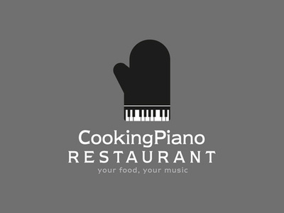 CookingPiano Restaurant cooking food home kitchen logo logos music oven mitt piano restaurant school