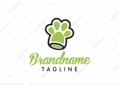 Dog Chef logo concept chef cooking dog food footprint hat logo