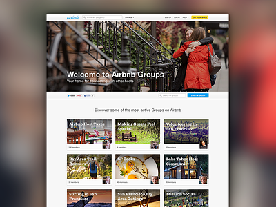 Airbnb • Groups homepage airbnb groups webpage