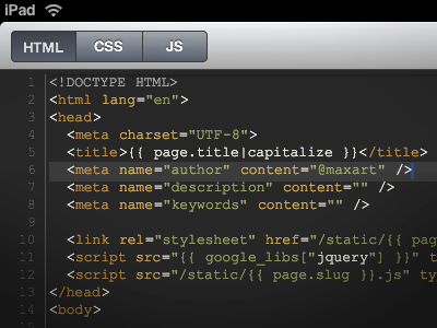 My CMS/Code editor on the iPad