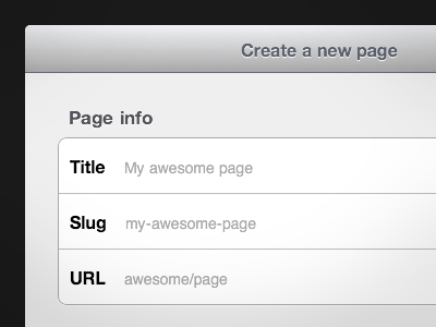 Create a new page cms ipad