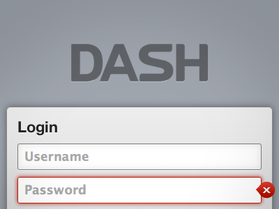 Login form with error dash error form greyish login