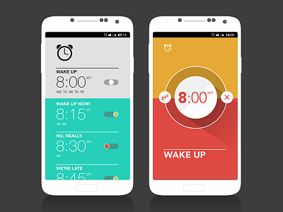 Alarm clock experiment alarm alarm clock android flat design flat ui snooze