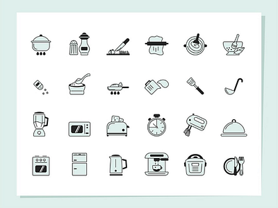 Cooking icons set collection cook cooking icon icon design icon pack icon set iconography icons iconset illustration kitchen objects set vector