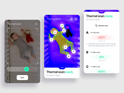T-Scan - mobile application adobe photoshop app application baby clean cold design figma health interface minimal mobile application thermal zone ui ux warm