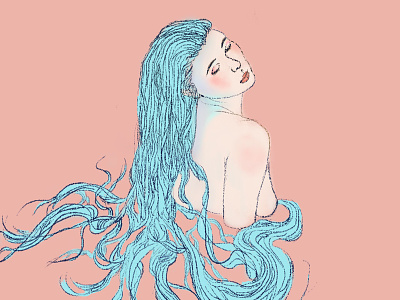 Girl girl hair illustration long orange water