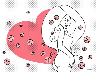 Love&Roses artwork heart illustration love pink roses sensual valentine vector woman