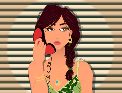 Caramel artwork caramel fanart girl illustration jewels phone telephone vector woman