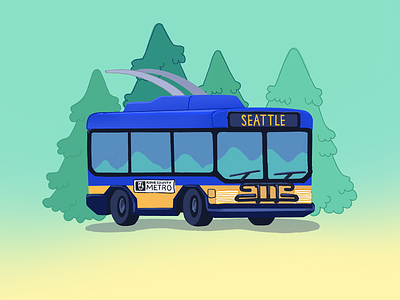 Seattle bus buses cascadia design environment illustration metro plant illustration pnw public transit public transportation seattle