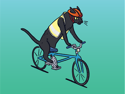 Bicycat bicycle biking cat illustration mobility transportation urban transportation vector