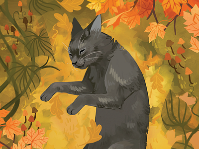 Autumn Cat autumn cat illustration cats fall halloween illustration plant illustration seasons