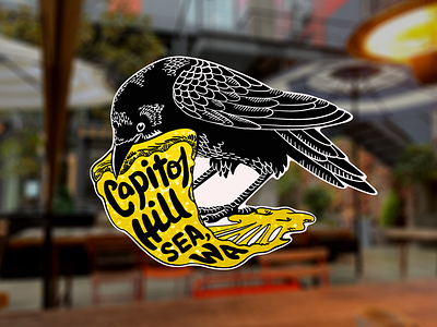 Capitol Hill Crow birds branding capitol hill seattle crow crow art food illustration graphic design illustration logo product design seattle sticker design stickers