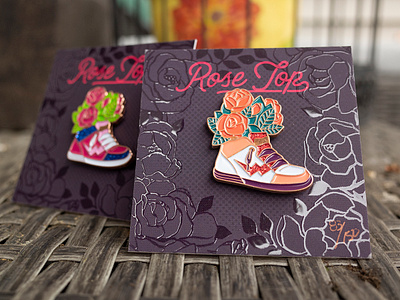 Rosetop Pin branding design enamelpin hightop shoe illustration merchandise merchandise design pins plant illustration pretty shoes sneaker