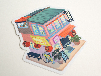 Ramen shop sticker building design building illustration cute illustration environment illustration merchandise design ramen ramen shop sticker sticker design