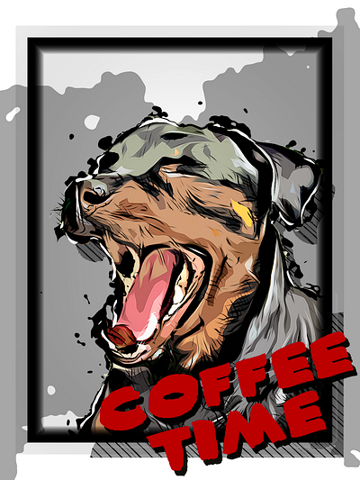 Yawning Rottweiler coffee design rottweiler typography vector