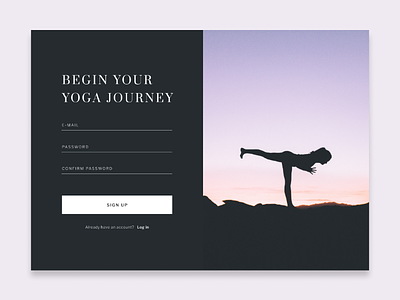 Yoga sign up page daily ui challenge dailyui sign up page ui challenge yoga app