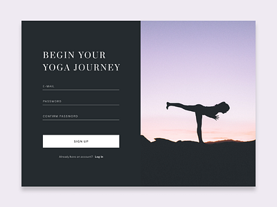 Yoga sign up page