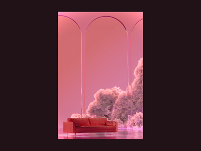 A dream seat for your b*tt 3d 3d art c4d cgi cinema4d clouds furniture illustration product rendering redshift refraction render rendering sofa