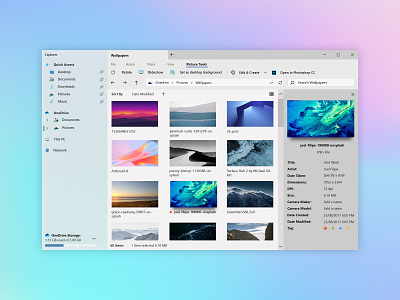 Windows 10 File Explorer acrylic app concept design file explorer file managing fluent design icon light microsoft ui uidesign ux windows windows 10