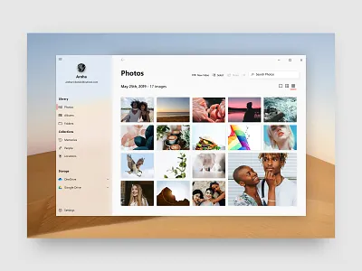 Microsoft Photos redesign acrylic app auckland concept design desktop figma figmadesign fluent design light microsoft minimal photo gallery photo library photos ui uidesign ux windows windows 10