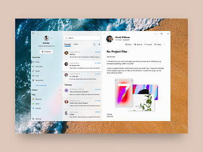 Windows 10 Mail app acrylic app auckland concept design desktop figma fluent design light mail mail app microsoft outlook ui uidesign ux windows windows 10