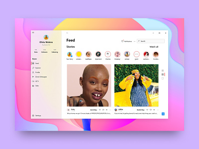 Instagram for Windows 10 acrylic app auckland concept design desktop figma fluent design instagram instagram app instagram desktop light microsoft ui uidesign ux windows windows 10