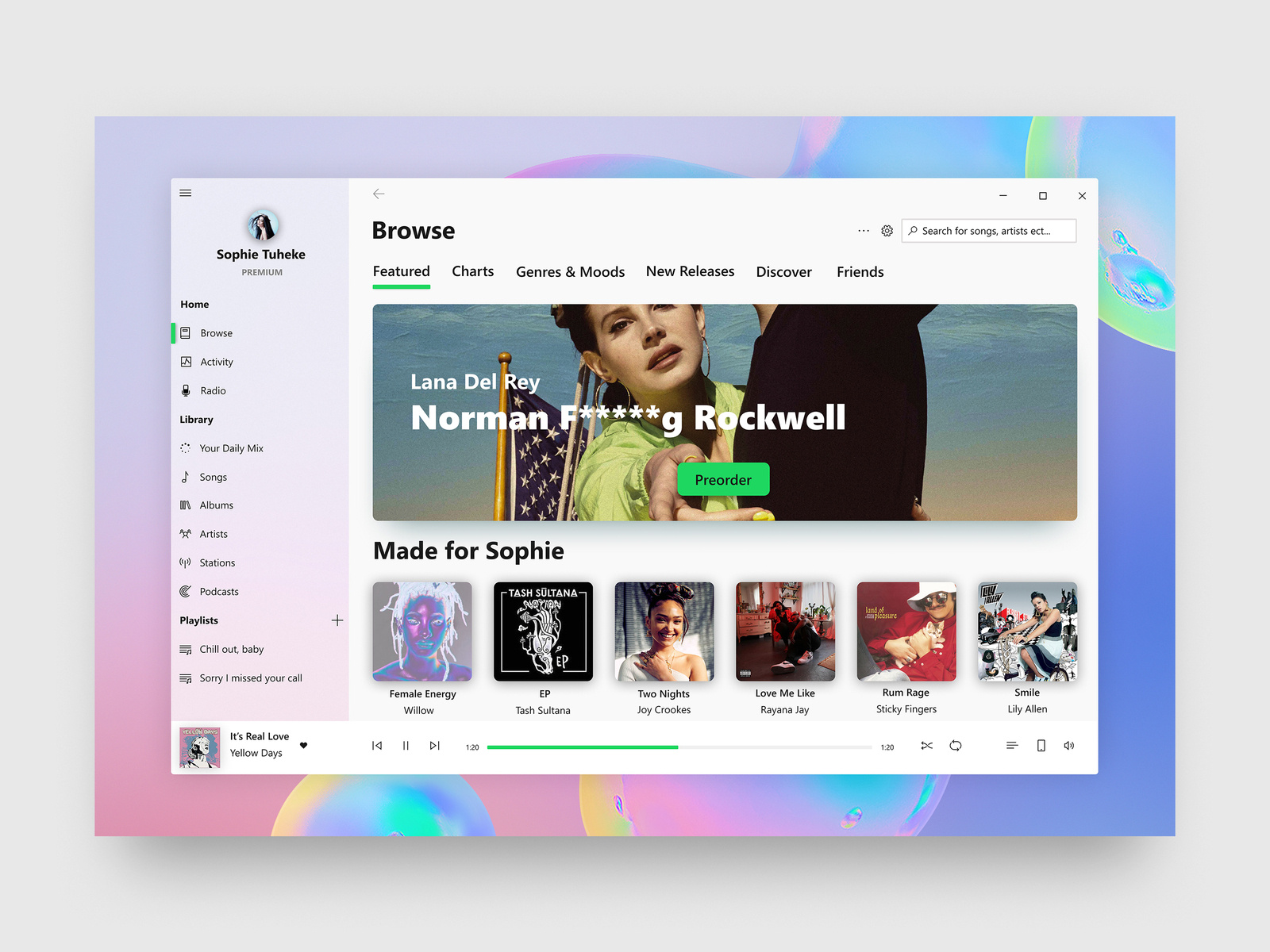 Spotify for Windows 10 by Cage Ata on Dribbble