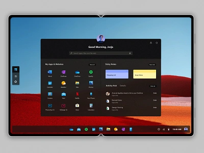 Windows 11 for foldable devices acrylic concept design fluent design light microsoft sunvalley ui uidesign windows windows 10 windows10x