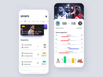 Sporting app app ui design card color icon ios ui ux