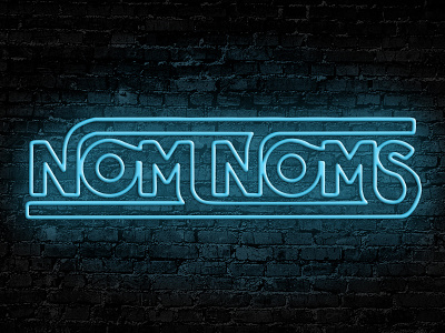 Neon Nom Noms custom type custom typography lettering neon neon sign nom noms pen tool snacking type typography