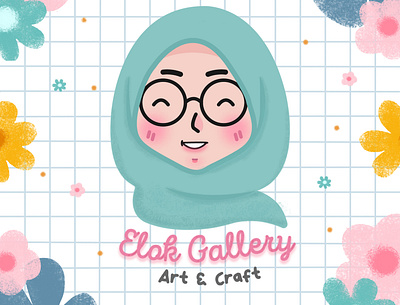 Logo Art & Craft branding girl hijab icon illustrator indonesia logo painting vector