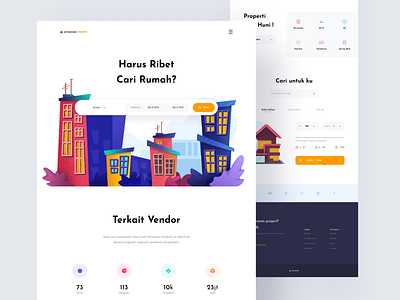 Ornamen House - Residential Website branding clean design home home page house illustration landing page layout exploration real estate residential ui ux vector website